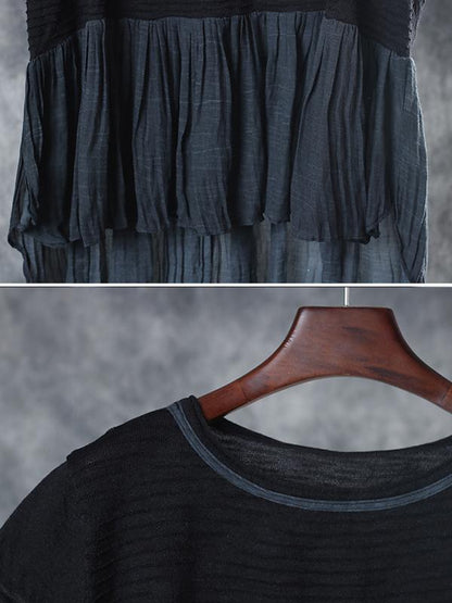 Spliced Pleated Breathable Comfortable T-Shirt