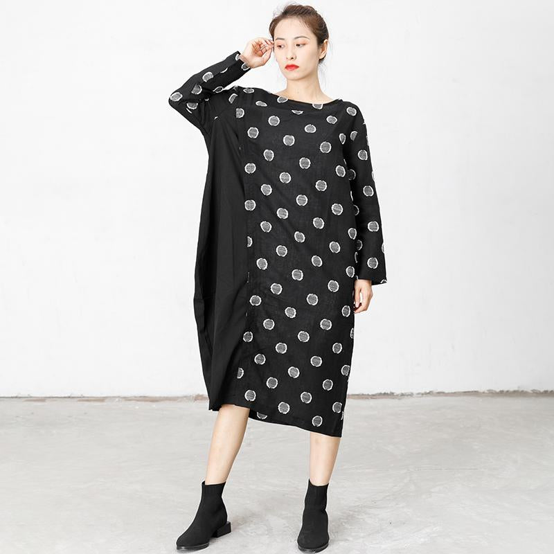 Spliced Polka Dots Casual Loose Dress