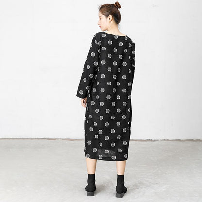Spliced Polka Dots Casual Loose Dress