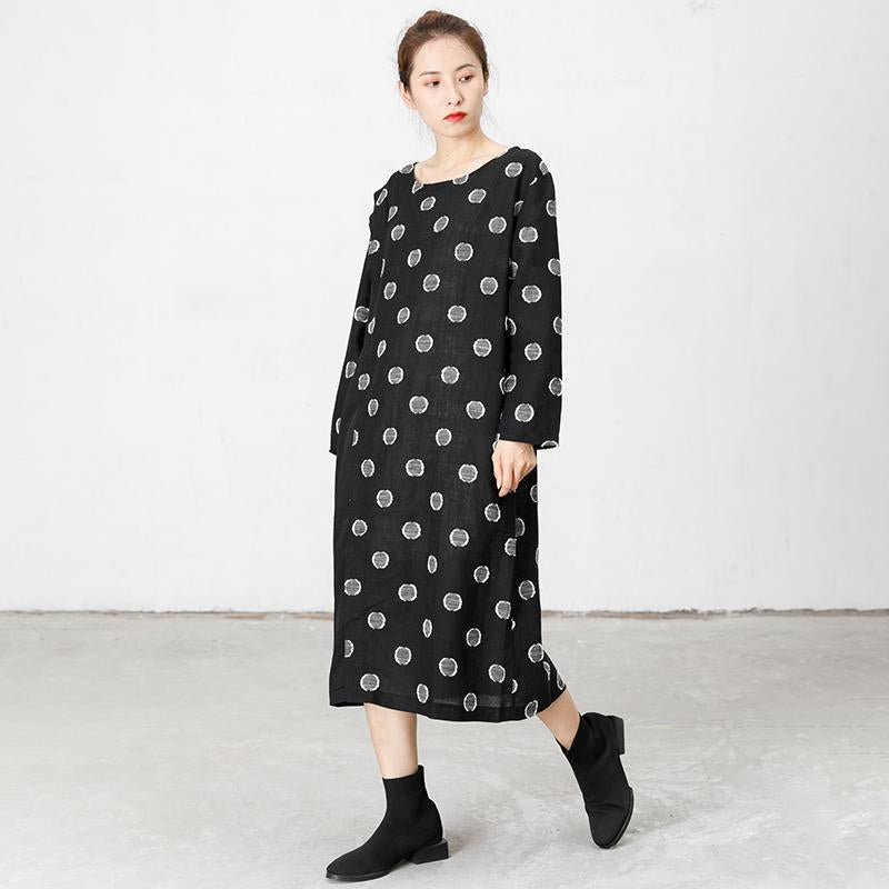 Spliced Polka Dots Casual Loose Dress
