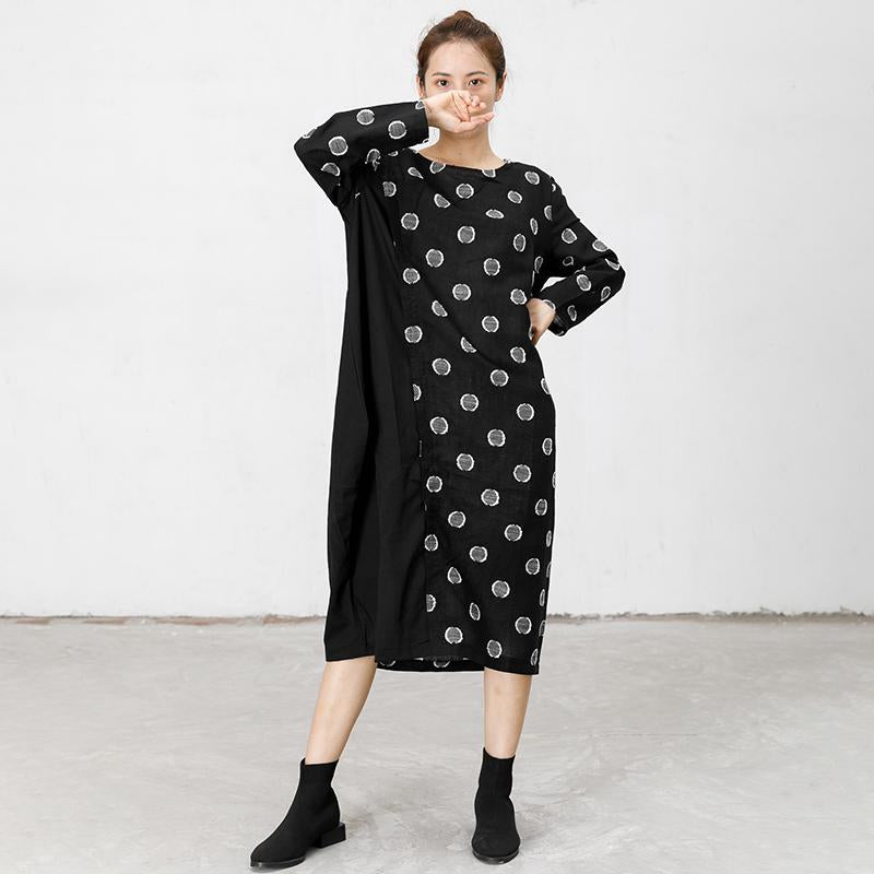 Spliced Polka Dots Casual Loose Dress