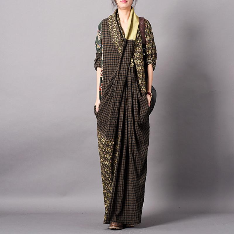 Spliced Print Vintage Women Dress