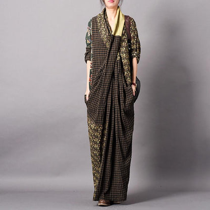 Spliced Print Vintage Women Dress