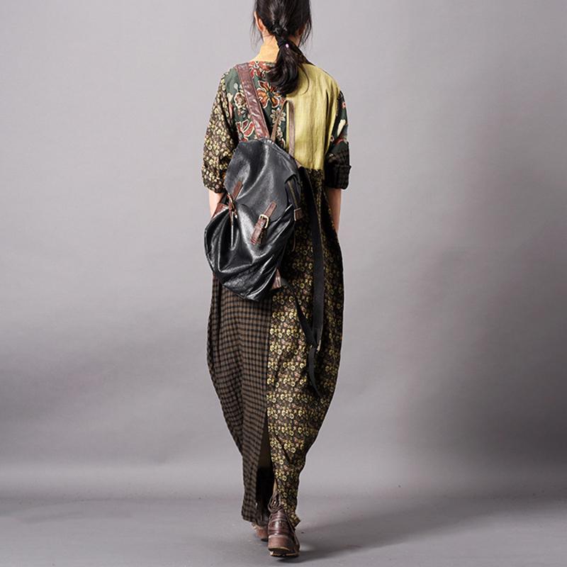 Spliced Print Vintage Women Dress