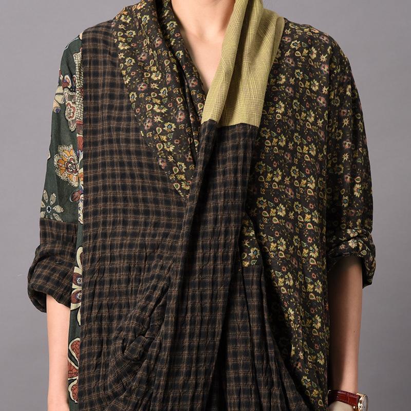 Spliced Print Vintage Women Dress