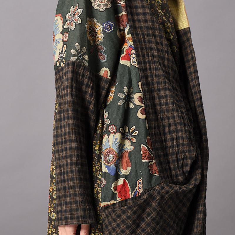 Spliced Print Vintage Women Dress