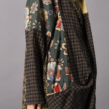 Spliced Print Vintage Women Dress