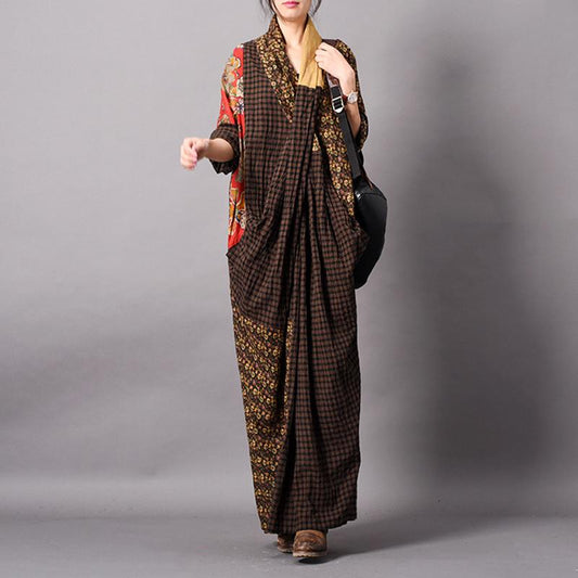 Spliced Print Vintage Women Dress
