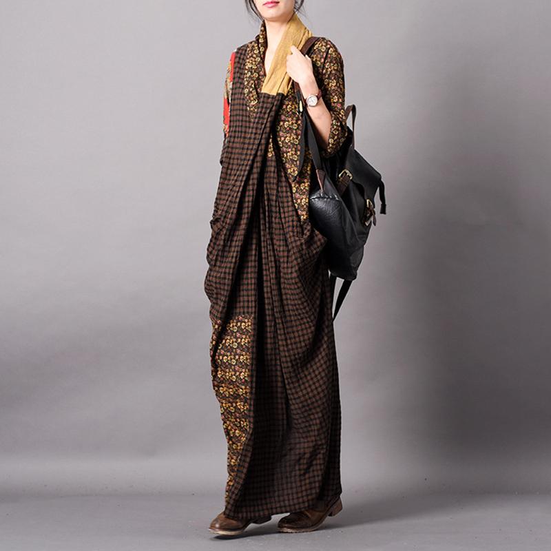 Spliced Print Vintage Women Dress