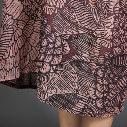 Spliced Sleeve Printed Retro Loose Dress