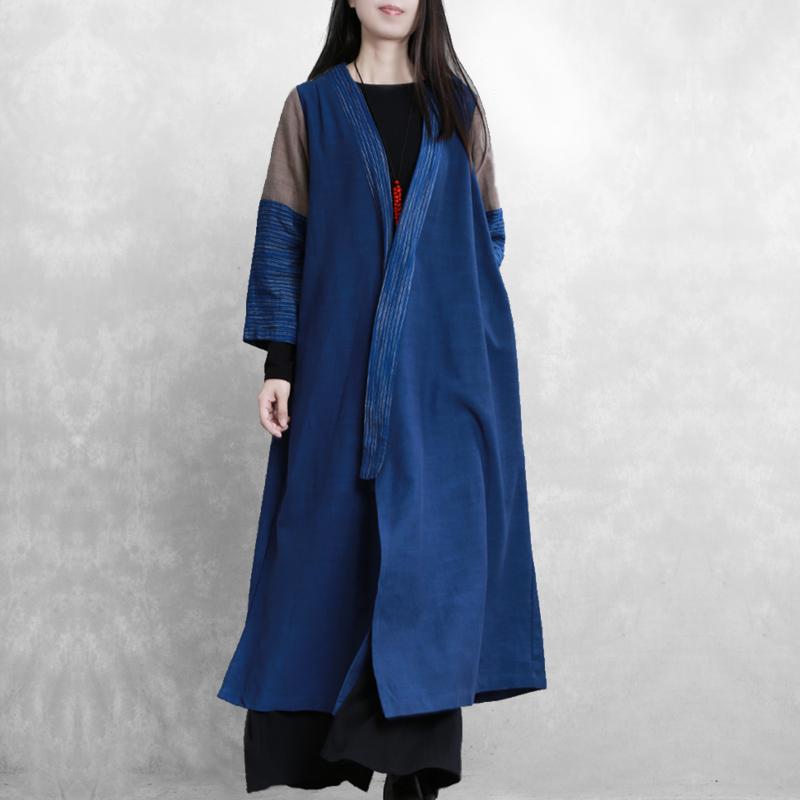 Spliced Sleeve Retro Lace Up Trench Coat