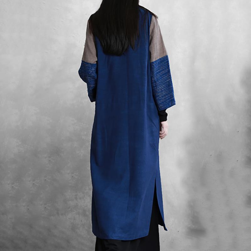 Spliced Sleeve Retro Lace Up Trench Coat