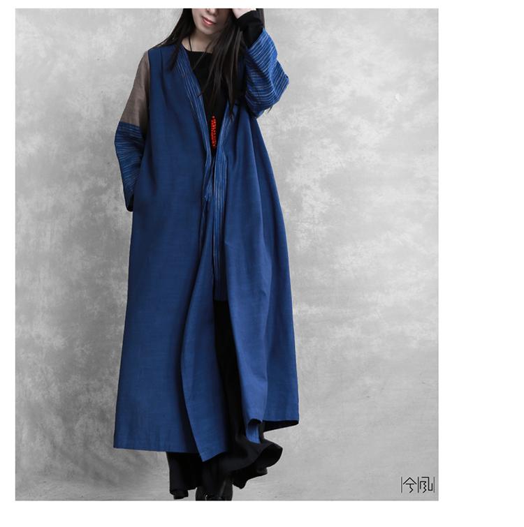 Spliced Sleeve Retro Lace Up Trench Coat