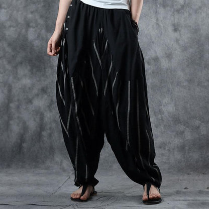 Spliced Striped Thin Loose Harem Pants