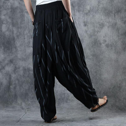Spliced Striped Thin Loose Harem Pants