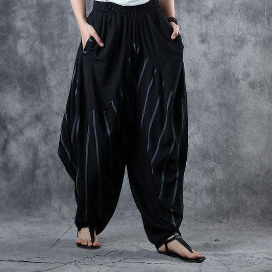 Spliced Striped Thin Loose Harem Pants