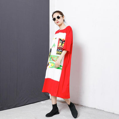 Splicing Printed Short Sleeve Straight Blouse