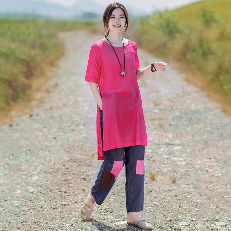 Split Casual Round Neck Long T-Shirt