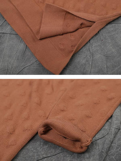 Split Hem O-neck Casual Loose Knit Shirt