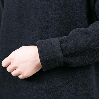 Split Hem Pure Color Round Collar Long Sweater