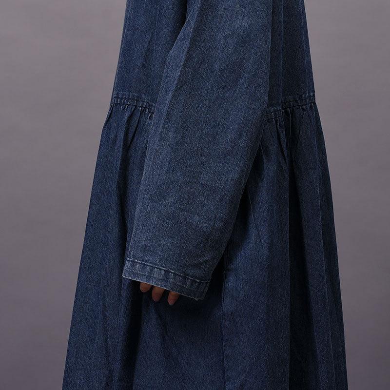 Spring Autumn Frog Solid Color Denim Dress