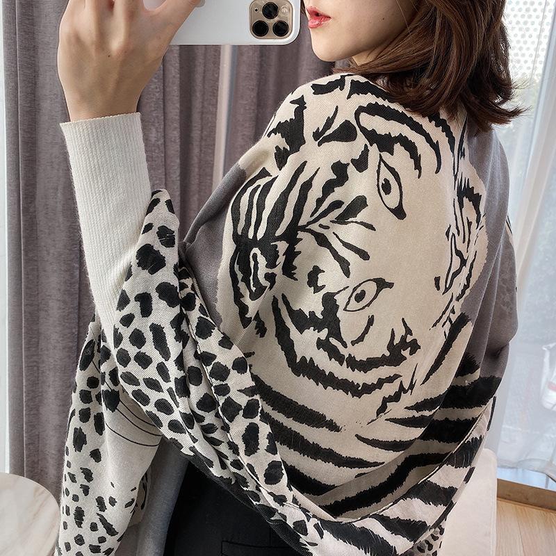 Spring Autumn Leopard Print Silk Scarf