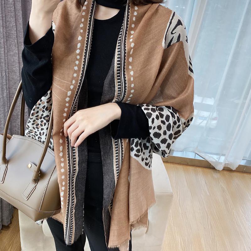 Spring Autumn Leopard Print Silk Scarf