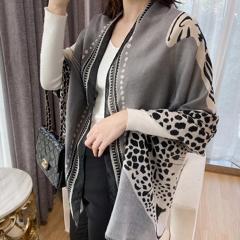 Spring Autumn Leopard Print Silk Scarf