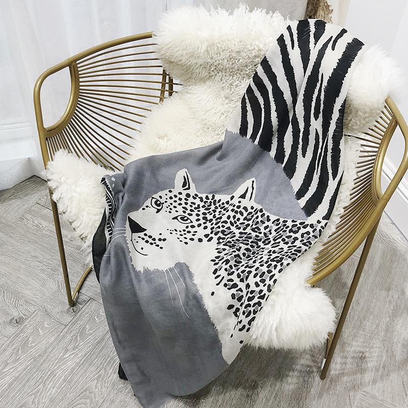 Spring Autumn Leopard Print Silk Scarf