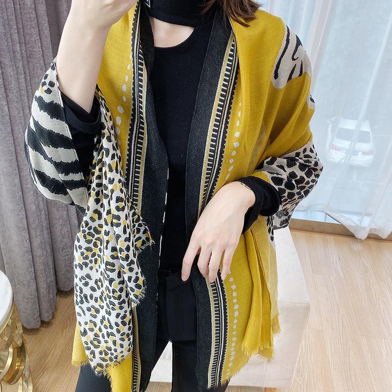 Spring Autumn Leopard Print Silk Scarf