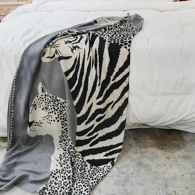 Spring Autumn Leopard Print Silk Scarf