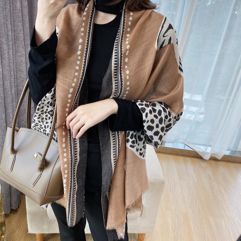 Spring Autumn Leopard Print Silk Scarf