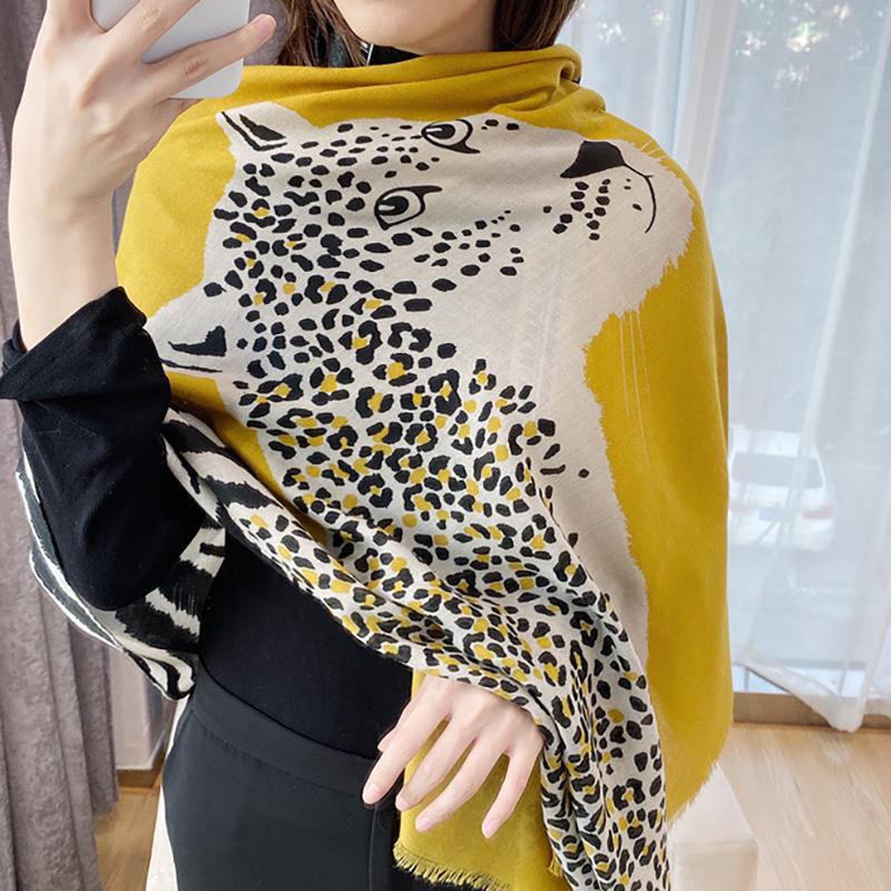 Spring Autumn Leopard Print Silk Scarf
