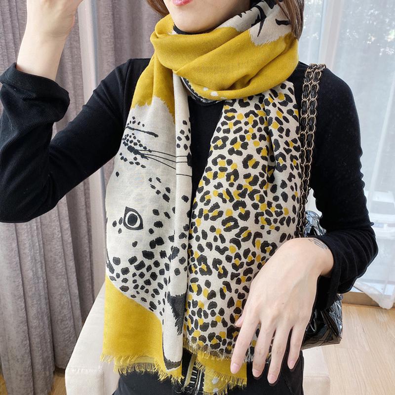 Spring Autumn Leopard Print Silk Scarf