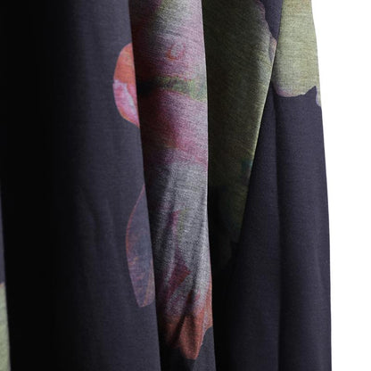 Spring Casual Floral Mid-Calf Pullover Loose Long Sleeve Dress