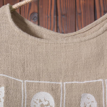 Spring Embroidery Casual O Neck Linen Dress