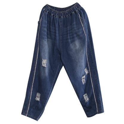 Spring Loose Washed Hole Women Jeans