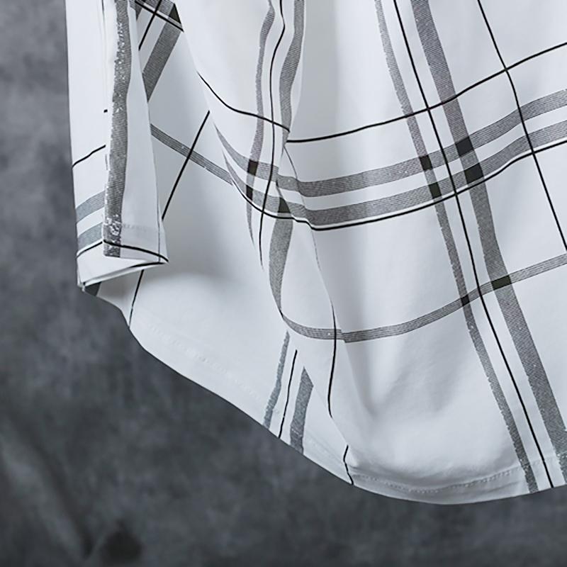 Spring Plaid Spliced Irregular Midi Dress