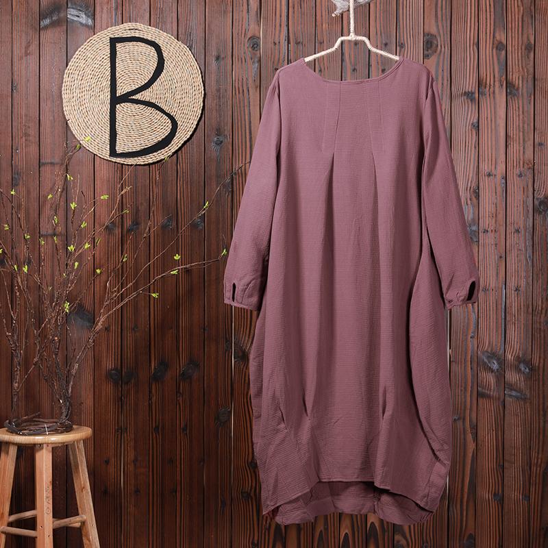 Spring Solid Pleated Women Red Midi Dress