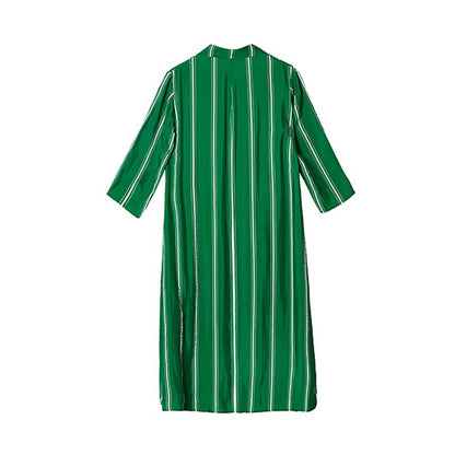 Spring Stripe Cardigan Plus Size Green Trench Coat