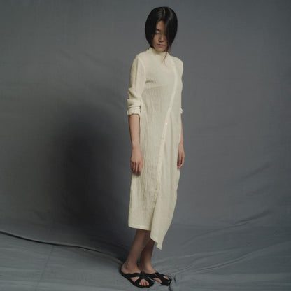 Spring Summer Irregular Solid Color Midi Dress