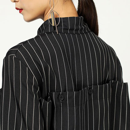 Spring Women Fashion Stripe Button Dress