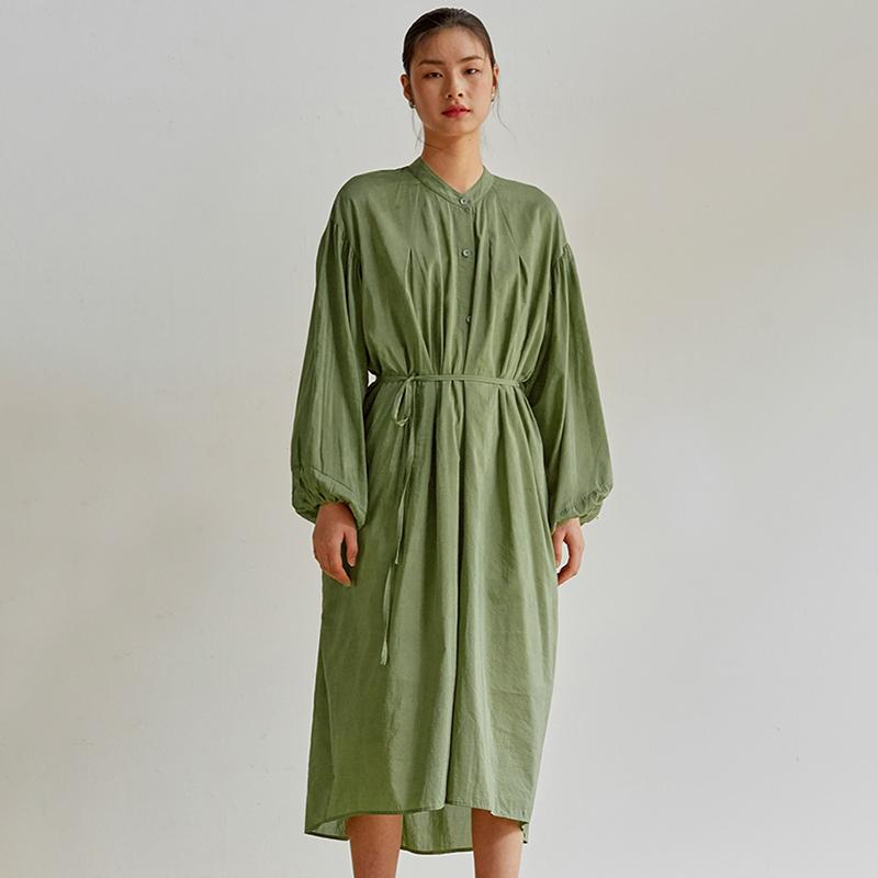 Spring Women Plus Size Long Sleeve Pullover Stand  Dress