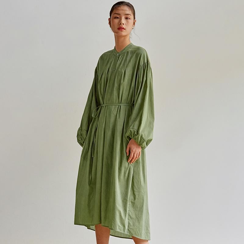 Spring Women Plus Size Long Sleeve Pullover Stand  Dress