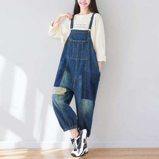 Square Patchwork Casual Adjustable Jumpsuit