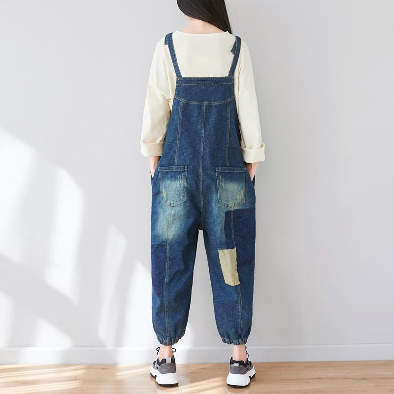 Square Patchwork Casual Adjustable Jumpsuit