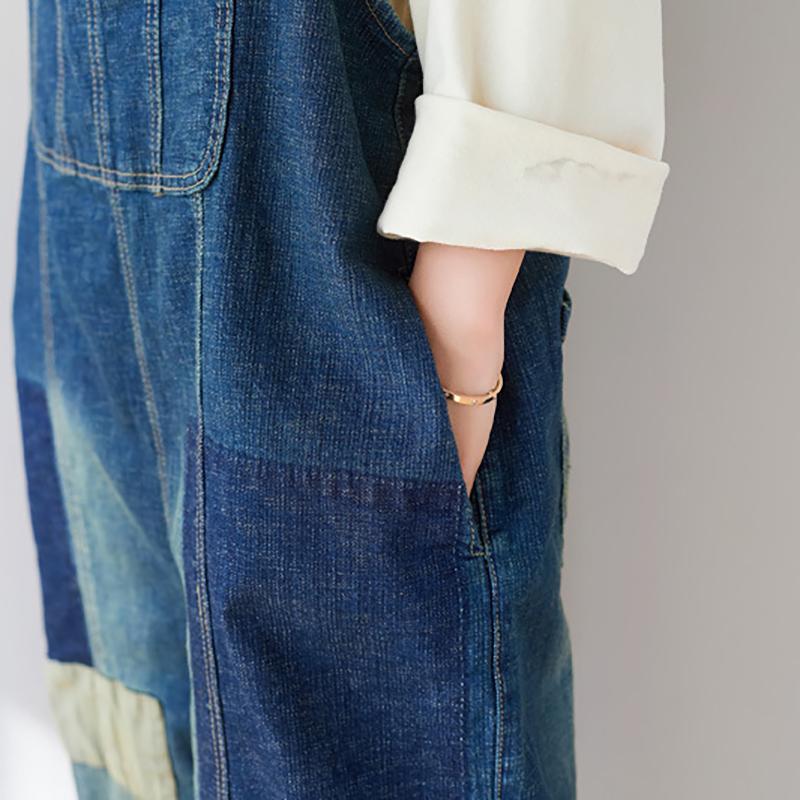 Square Patchwork Casual Adjustable Jumpsuit