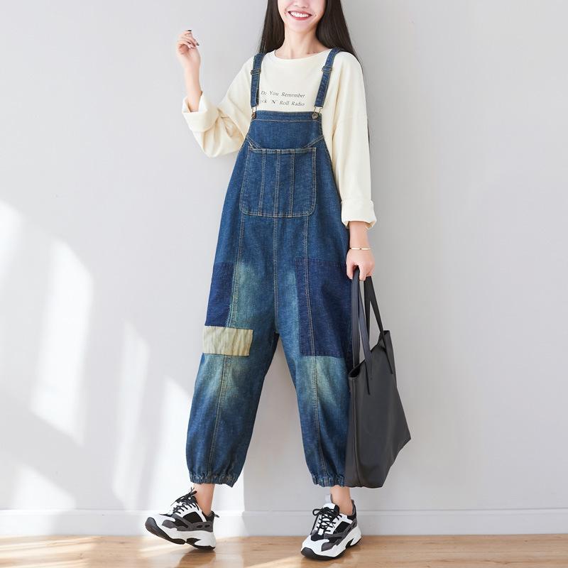 Square Patchwork Casual Adjustable Jumpsuit