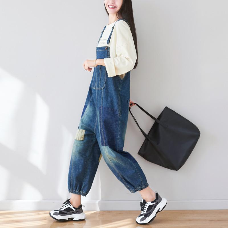 Square Patchwork Casual Adjustable Jumpsuit