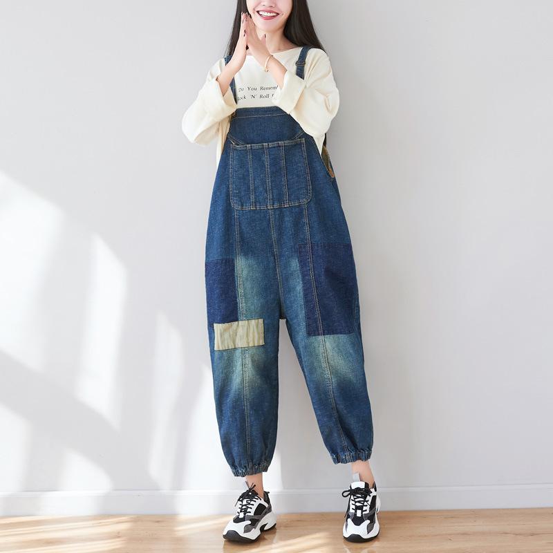 Square Patchwork Casual Adjustable Jumpsuit
